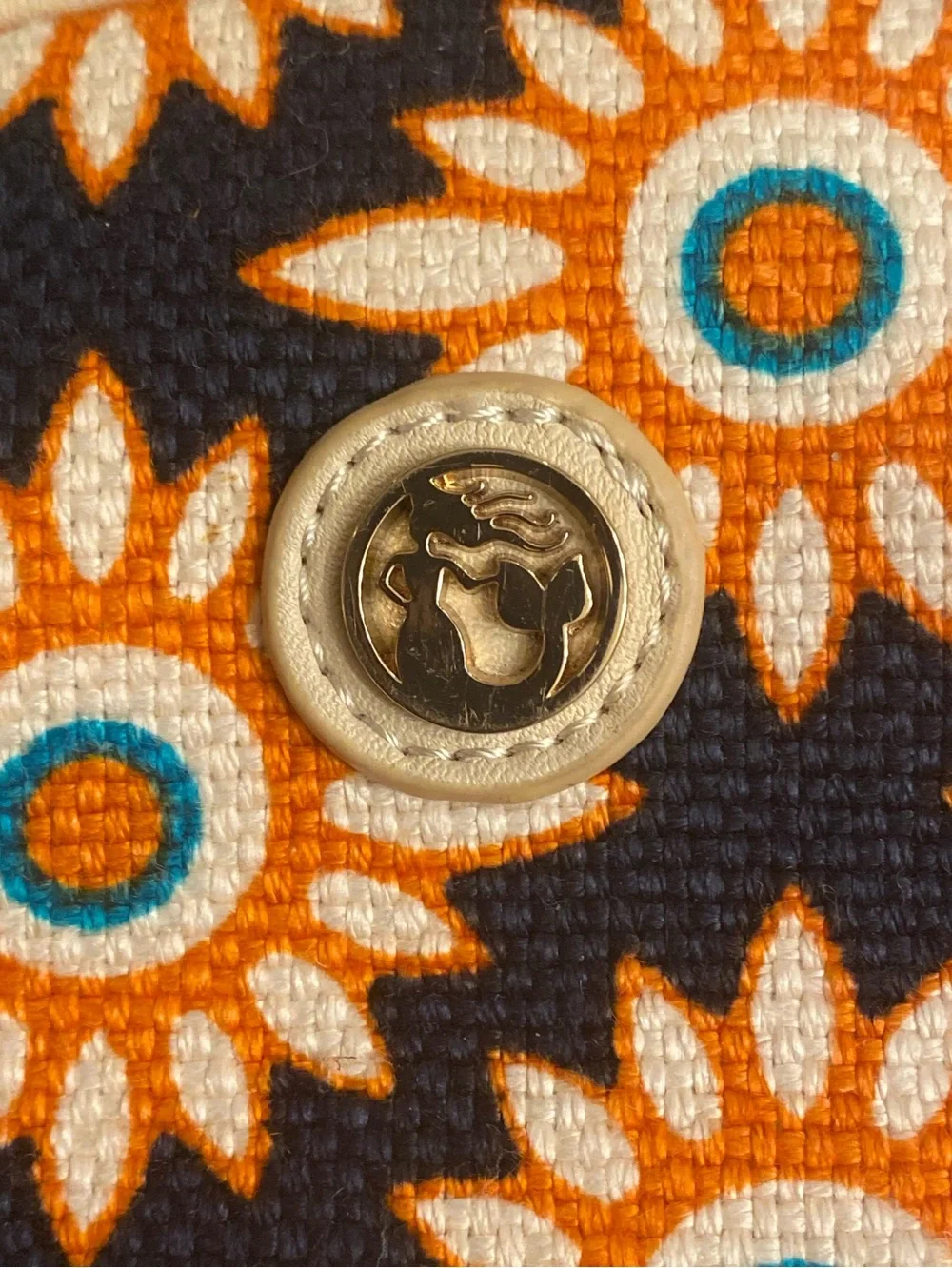 Spartina 449 Mini Cosmetic Pencil Pen Case Bag Satchel Orange Blue Floral